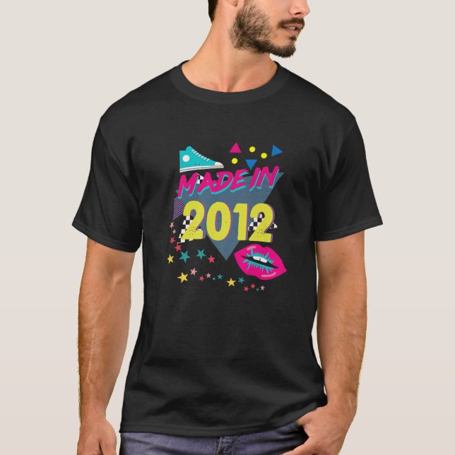 T-shirt Fait En 2012 10E Anniversaire 80S 90S 1990S 1980S  (Devant)