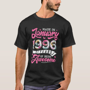 T-shirt Fait en janvier 1996 Floral 27 ans 27e anniversair
