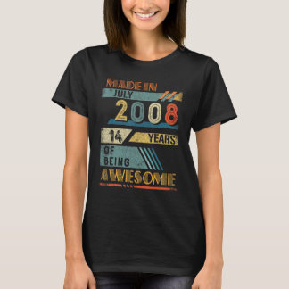 T-shirt Fait En Juillet 2008 14 Ans 14ème Anniversaire