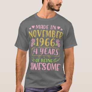 T-shirt Fait En Novembre 1966 Joyeux Anniversaire 54 Ans D