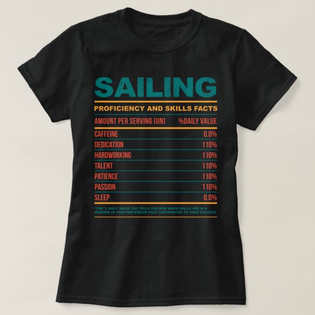 T-shirt Fait nutritionnel drôle de la voile (Design devant)