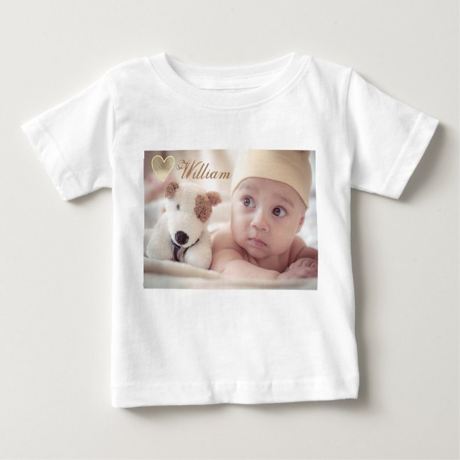 T-shirt fait sur commande de bébé de photo (Devant)