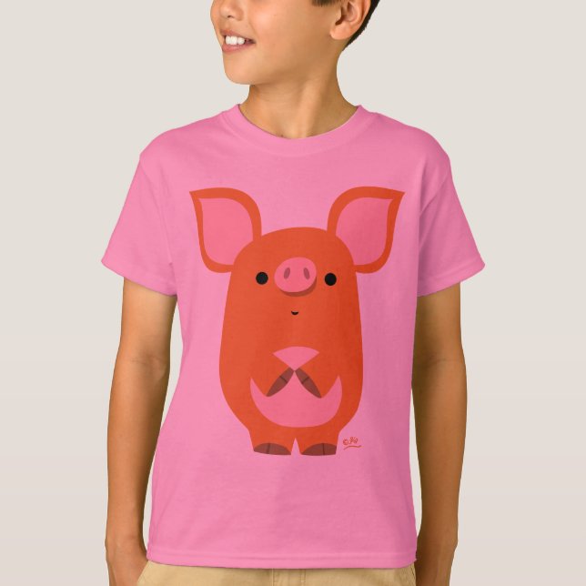 T-shirt fait sur commande d'enfants de porc timide (Devant)