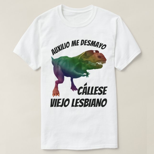 T-shirt Fait taire se Vieux Lesbien (Design devant)