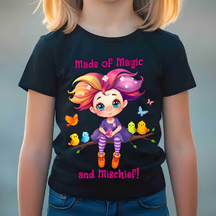 T-Shirt Faite de Magie et de Malice Arc-en-ciel Fée et Ois
