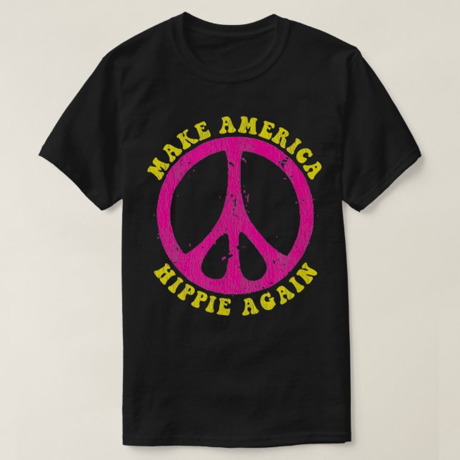 T-shirt Faites de l'Amérique hippie hippie à nouveau 60s & (Design devant)