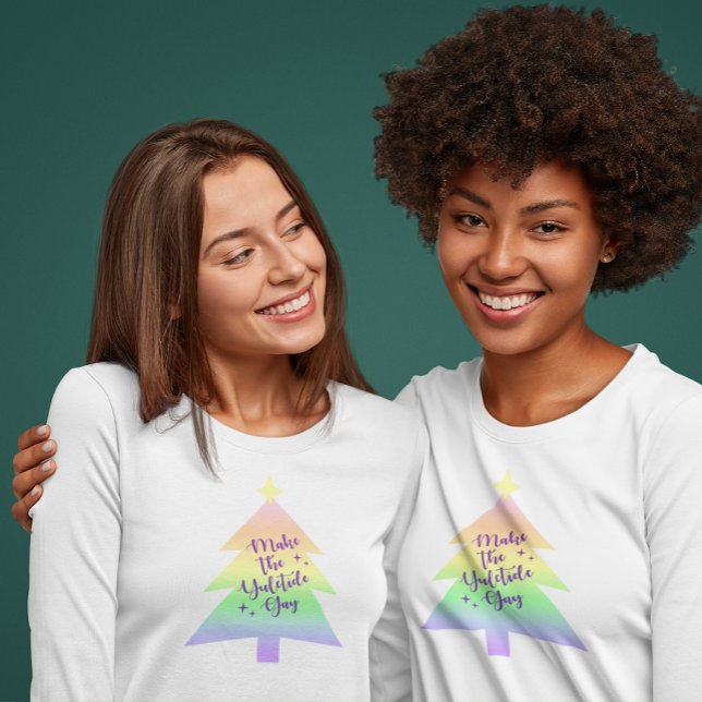T-shirt Faites de Yuletide Gay Pastel Rainbow (Créateur téléchargé)