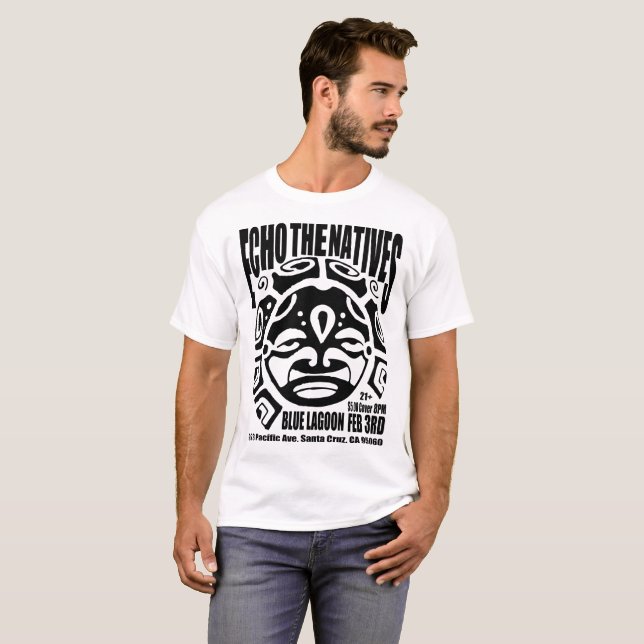 T-shirt Faites écho le blanc bleu aztèque de pièce en t de (Devant entier)