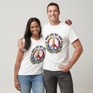 T-shirt Faites l'amour pas la guerre Signe de paix et fleu