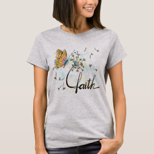 T-shirt Faith Christian Religieux Papillon Dandelion