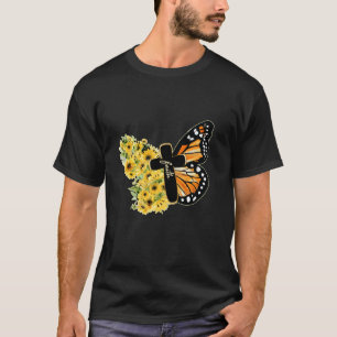 T-shirt Faith Cross Tournesol Papillon chrétien Vintage