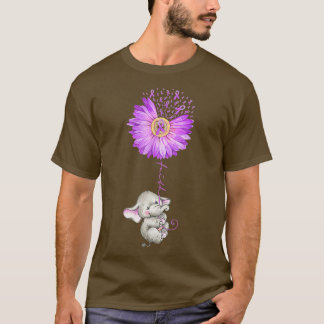 T-shirt FAITH Elephant Holding Purple Sunflower Epilepsy A