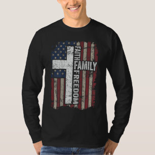 T-shirt Faith Family Freedom - Christian Vintage USA Drape