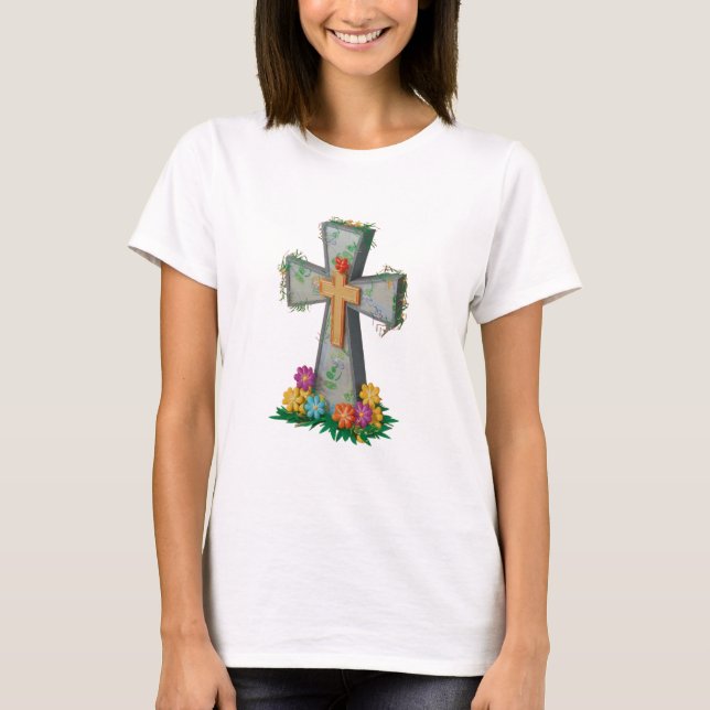 T-shirt Faith Floral Christian Womens (Devant)