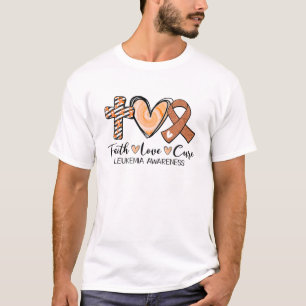 T-shirt Faith Hope Cure Orange Ruban Leukemia Sensibilisat