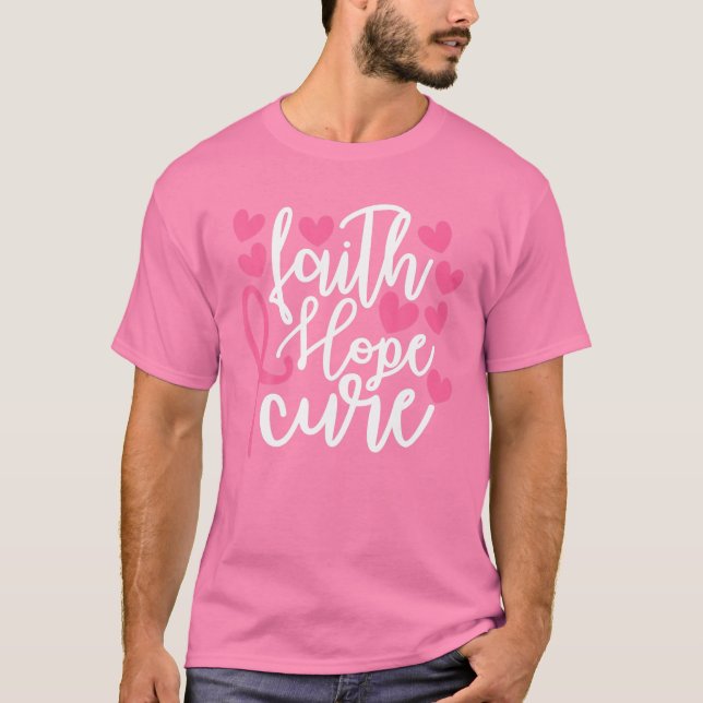T-shirt Faith Hope Cure Rose Ruban Cancer du sein Prix (Devant)