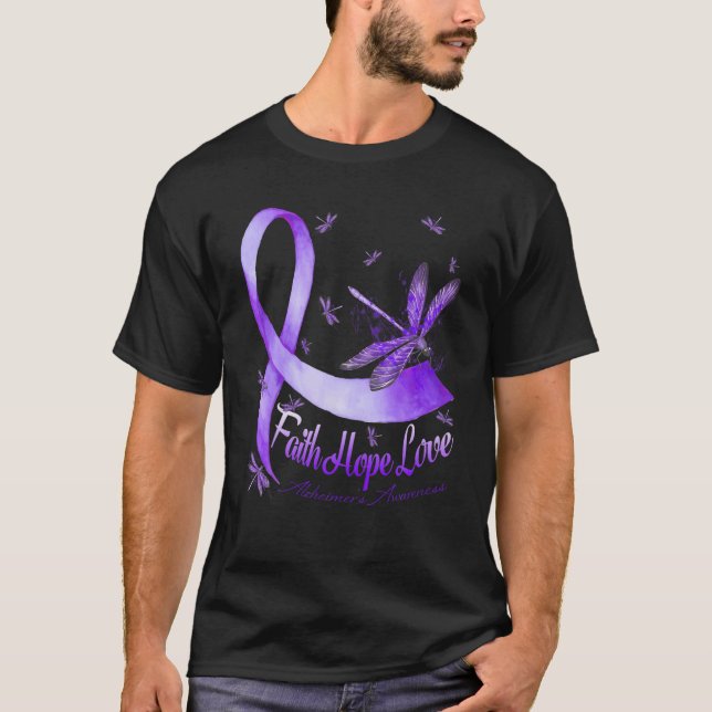 T-shirt Faith Hope Love Alzheimer's Awareness Dragonfly (Devant)