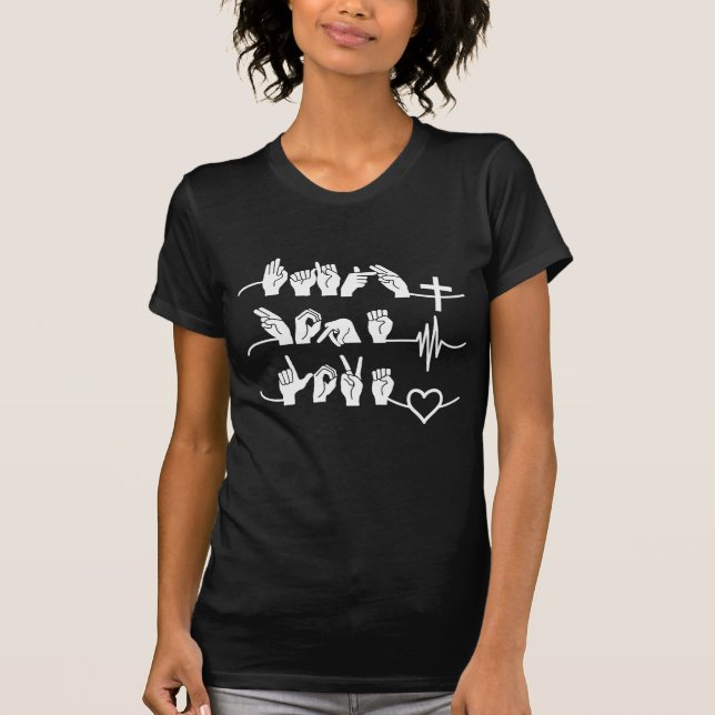 T-shirt Faith Hope Love ASL American Sign Language (Devant)