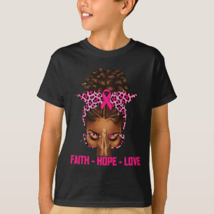 T-shirt Faith Hope Love Black Women Afro Christian Breast