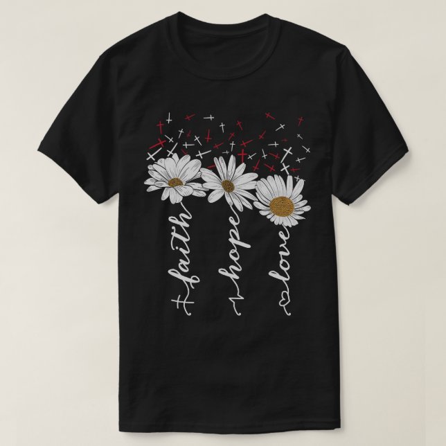 T-shirt Faith Hope Love Butterfly Daisy  (Design devant)
