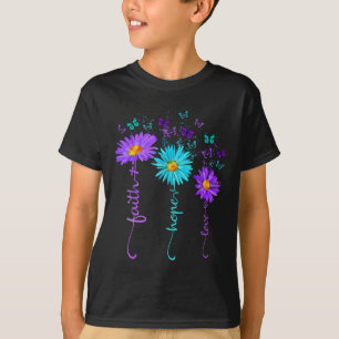 T-shirt Faith Hope Love Butterfly Daisy Prévention du suic