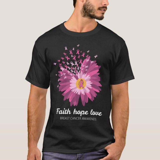 T-shirt Faith Hope Love Cancer du sein Sensibilisation (Devant)