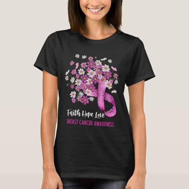 T-shirt Faith Hope Love Cancer du sein Sensibilisation Flo (Devant)