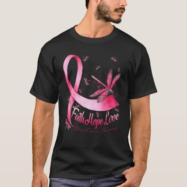 T-shirt Faith Hope Love Cancer du sein Sensibilisation lib (Devant)