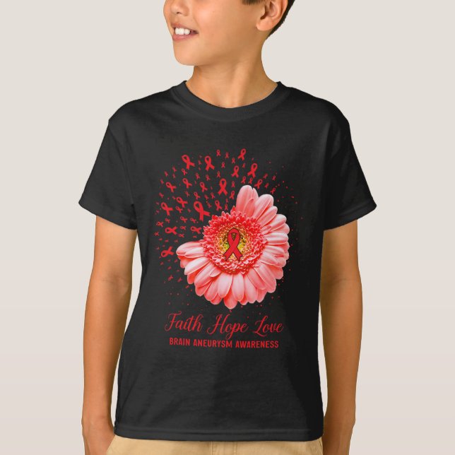 T-shirt Faith Hope Love Cerveau Aneurysme Sensibilisation  (Devant)