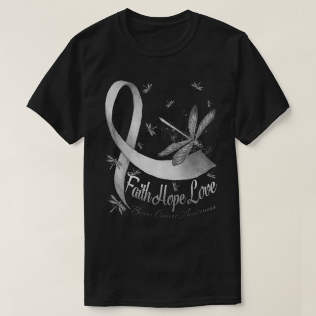 T-shirt Faith Hope Love Cerveau Cancer Sensibilisation Dra (Design devant)