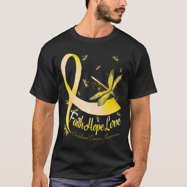 T-shirt Faith Hope Love Childhood Cancer Awareness Dragonf (Devant)