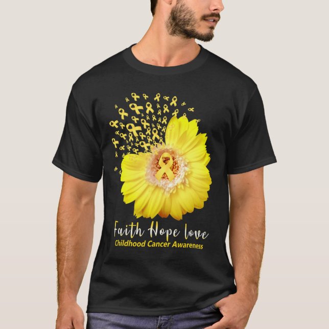 T-shirt Faith Hope Love Children Cancer Awareness Ruban (Devant)