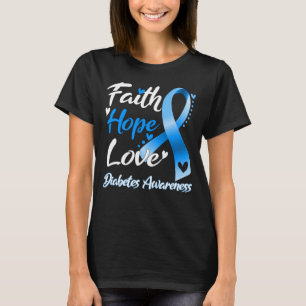 T-shirt Faith Hope Love Diabetes Sensibilisation Ruban