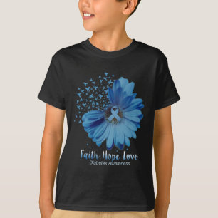 T-shirt Faith Hope Love Diabetes Sensibilisation Tournesol
