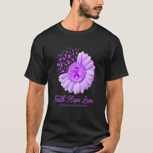 T-shirt Faith Hope Love Domestic Violence Awareness Flower (Devant)