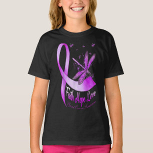 T-shirt Faith Hope Love Dragonfly Cancer du Pancréas