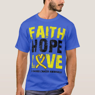 T-shirt Faith Hope Love Enfance Cancer Awareness Gold Ri