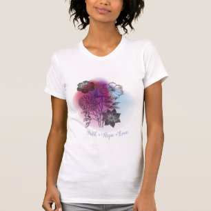 T-shirt Faith Hope Love (fleurs esquissées/dos coloré)