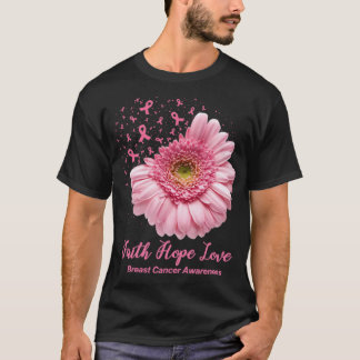 T-shirt Faith Hope Love Flower de sensibilisation au cance