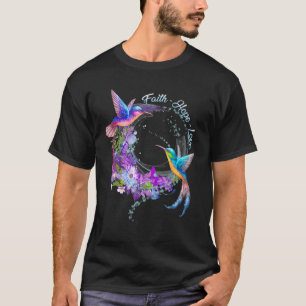 T-shirt Faith Hope Love Hummingbird Photo Bi