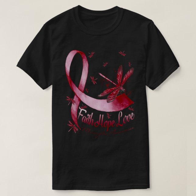 T-shirt Faith Hope Love Meningitis Sensibilisation Dragonf (Design devant)