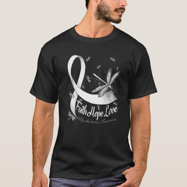 T-shirt Faith Hope Love Mesothelioma Awareness Dragonfly (Devant)