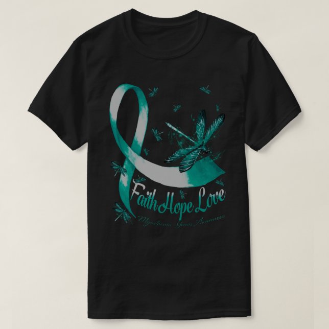 T-shirt Faith Hope Love Myasthenia Gravis Awareness Dragon (Design devant)