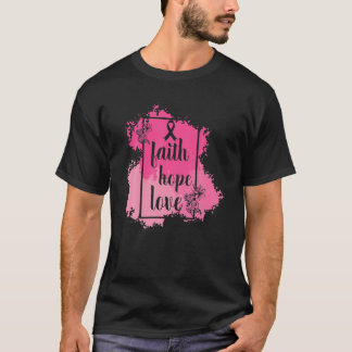 T-shirt Faith Hope Love Octobre Ruban Breast Cancer Aware