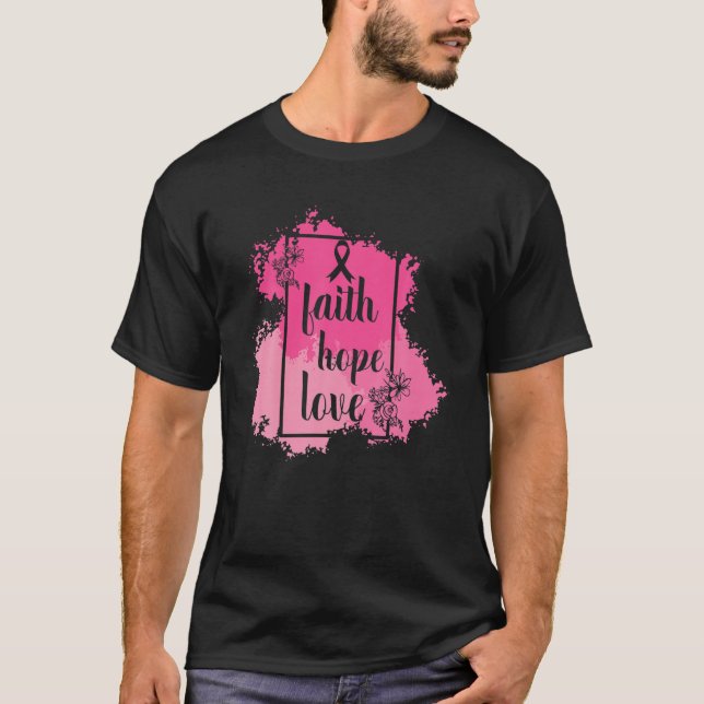 T-shirt Faith Hope Love Octobre Ruban Breast Cancer Aware (Devant)