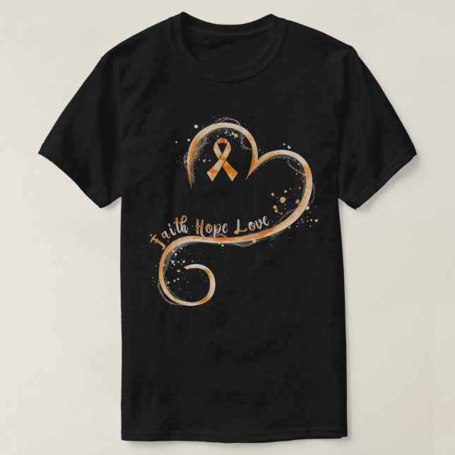 T-shirt Faith Hope Love Orange Ruban Leukemia Sensibilisat (Design devant)