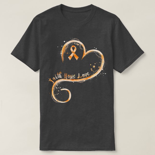 T-shirt Faith Hope Love Orange Ruban Leukemia Sensibilisat (Design devant)