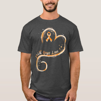 T-shirt Faith Hope Love Orange Ruban Leukemia Sensibilisat