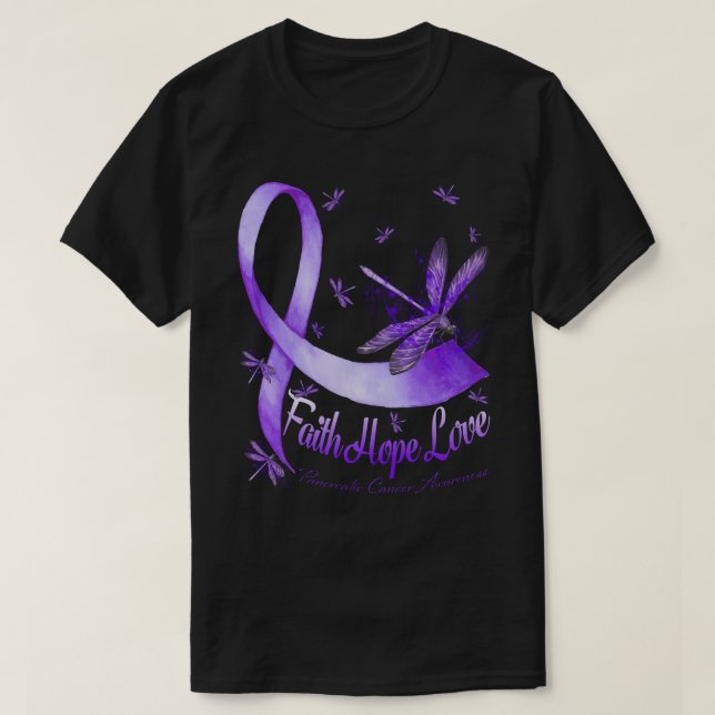 T-shirt Faith Hope Love Pancréatic Cancer Awareness Dragon (Design devant)