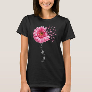 T-shirt Faith Hope Love Pink Ribbon Daisy Flower Breast C